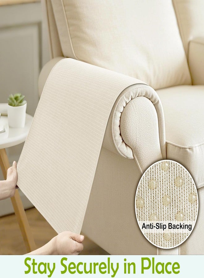 LovoGemy Couch Arm Covers, Sofa Arm Covers, Waterproof Armrest Cover for Sofa, Armchair, Loveseat, Non-Slip Recliner Arm Cover, Sofas Headrest Cover, Arm Chair Covers Set of 2 (Beige, 24"×20") - Image 4